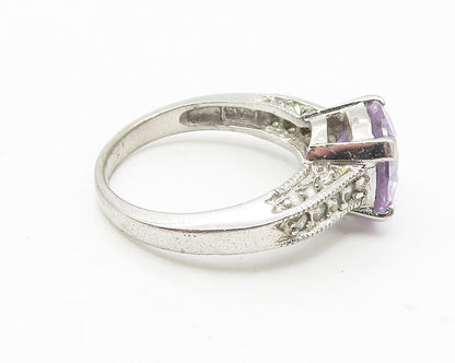 925 Sterling Silver  Purple Cubic Zirconia Solitaire Accent Ring Sz 7  RG11332