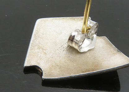 DESIGNER 925 Silver & 14K GOLD  Vintage Modernist Drop Earrings  EG11390