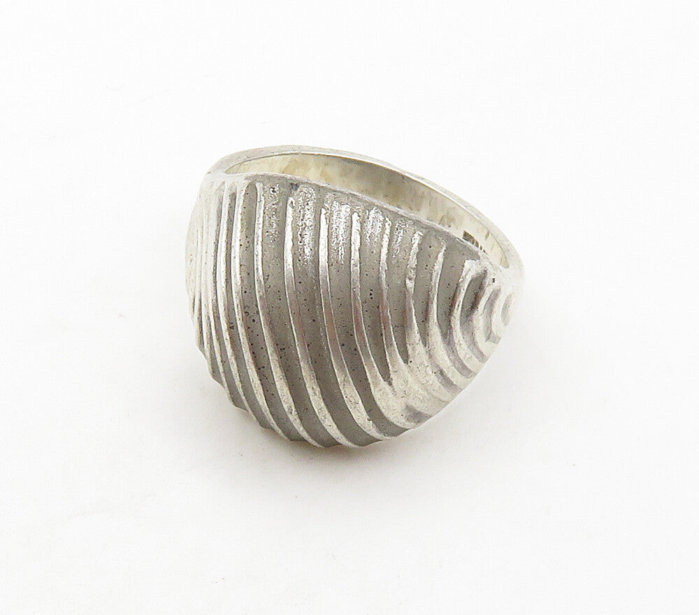 925 Sterling Silver  Vintage Shiny Fluted Dome Band Ring Sz 6.5  RG15800