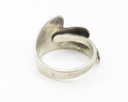 RCA MEXICO 925 Silver  Vintage Oxidized Detail Wrap Band Ring Sz 5  RG10881