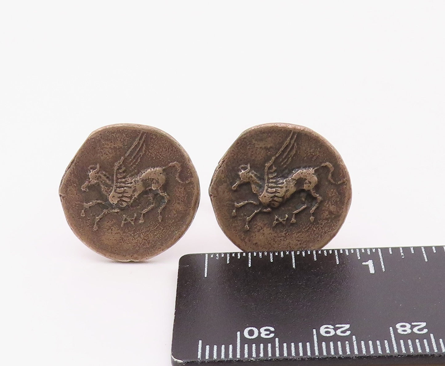 925 Sterling Silver  Vintage Rustic Flying Horse Round Cufflinks  TR2764