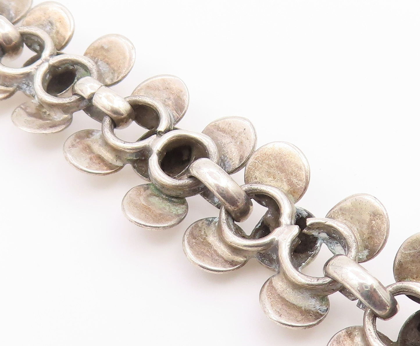 925 Sterling Silver Vintage Bracelet MEXICO Modernist Geometric Link  BT12202
