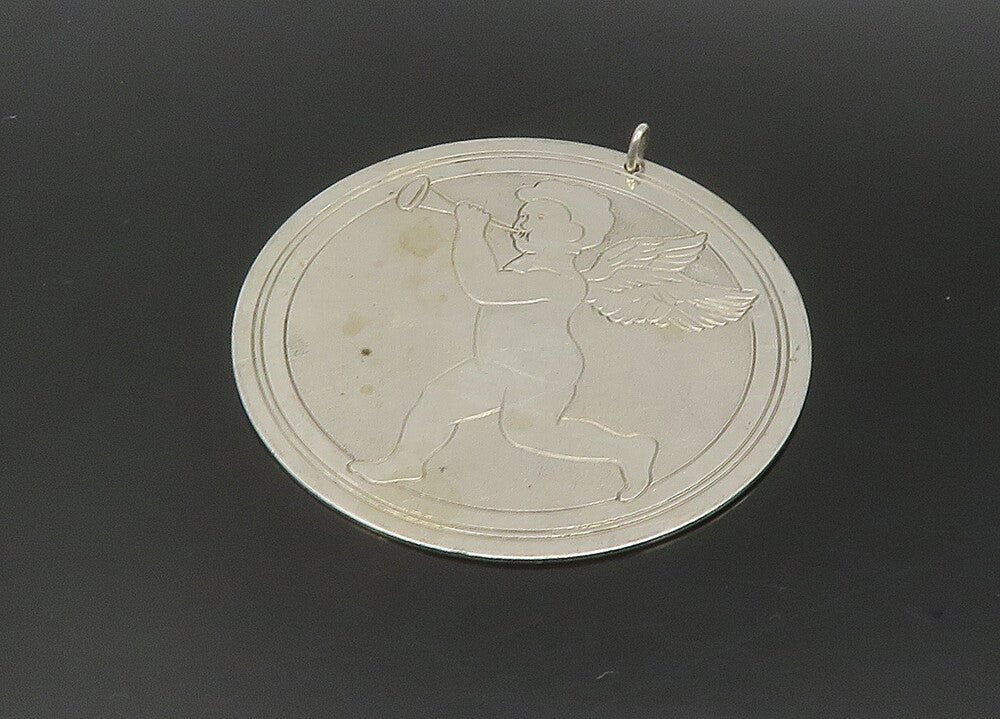 S. KIRKLAND & SON 925 Silver  Vintage Baby Angel With Horn Pendant  PT18932