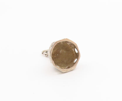 925 Sterling Silver  Vintage Shiny Dome Drop Pendant  PT19372