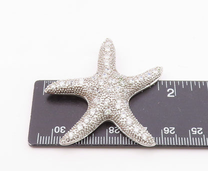 925 Sterling Silver  Vintage Cubic Zirconia Encrusted Starfish Pendant PT18062