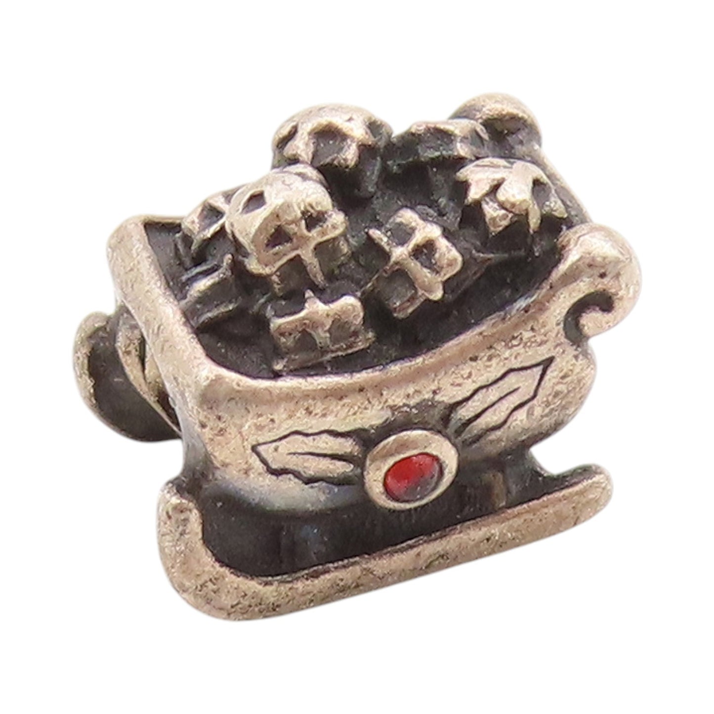 925 Sterling Silver Vintage Pendant PANDORA Garnet Jolly Sleigh Charm  PT24950