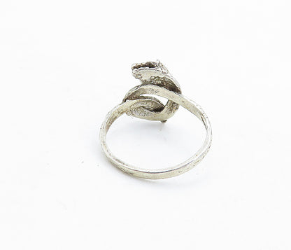 925 Sterling Silver Vintage Shiny Etched Snake Motif Band Ring Sz 8 RG5814