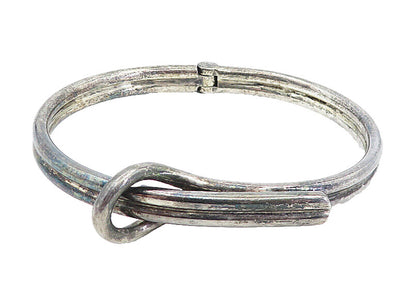 925 Sterling Silver  Vintage Dark Tone Ribbed Loop Bangle Bracelet  BT3277