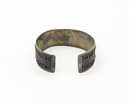 MIDDLE EAST 925 Sterling Silver Vintage Antique Turquoise Cuff Bracelet  BT6964