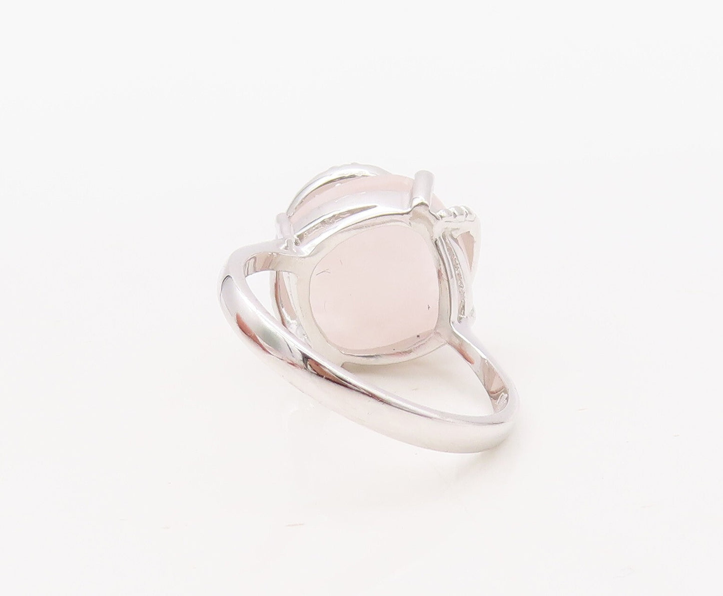 925 Sterling Silver Vintage Ring Designer CZ Swirl & Pink Gemstone  Sz 7 RG30647