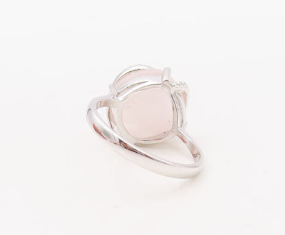 925 Sterling Silver Vintage Ring Designer CZ Swirl & Pink Gemstone  Sz 7 RG30647