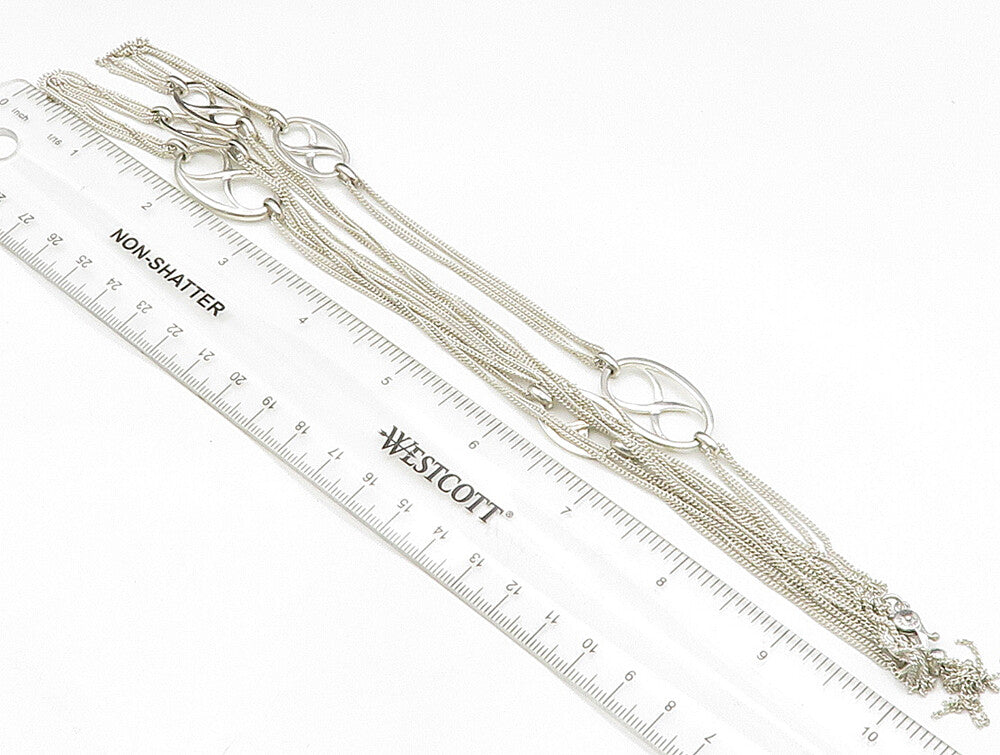 MONET 925 Sterling Silver Vintage Infinity Cutout Multi Strand Necklace NE3845