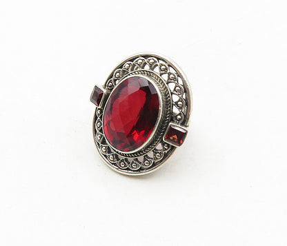 NICKY BUTLER 925 Sterling Silver  Vintage Red Topaz Cocktail Ring Sz 6  RG9041