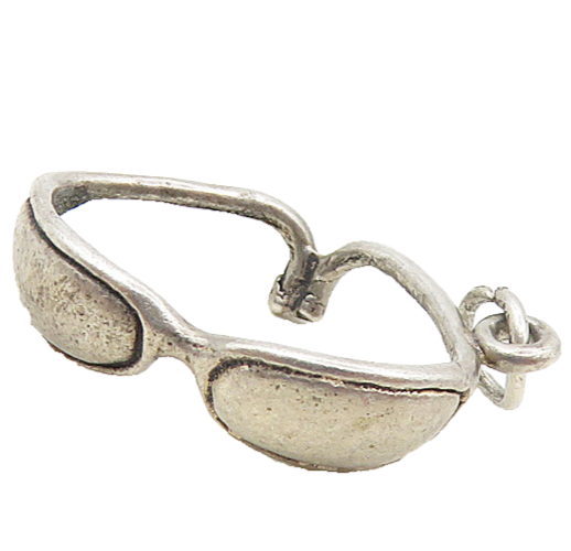 925 Sterling Silver  Vintage Petite Sun Glasses Motif Drop Pendant  PT6684