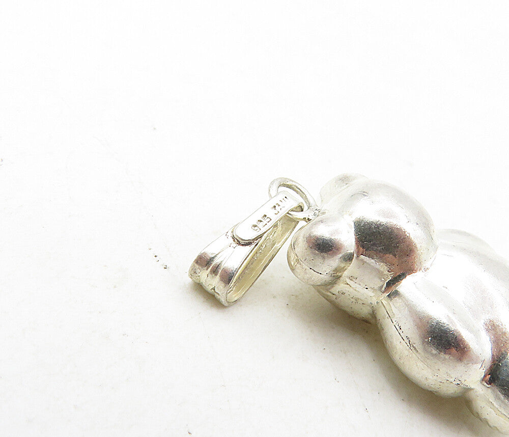 925 Sterling Silver  Vintage Petite Shiny Hollow Teddy Bear Pendant  PT6694