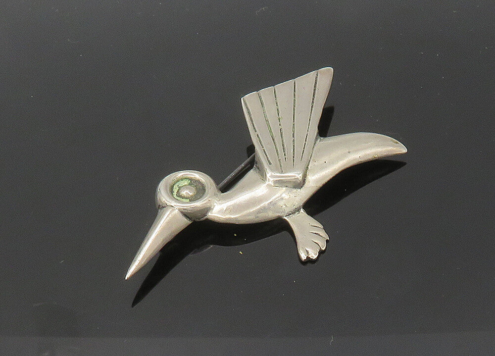 925 Sterling Silver  Vintage Antique Hummingbird Motif Brooch Pin  BP8352