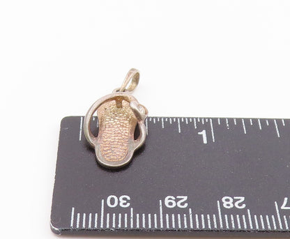 925 Sterling Silver  Vintage Single Cubic Zirconia Flip Flop Pendant  PT21166