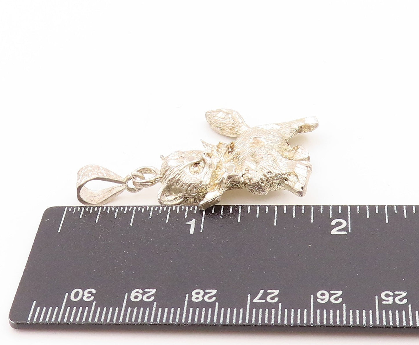 925 Sterling Silver Vintage Pendant Modernist Fat Walking Cat  PT24126