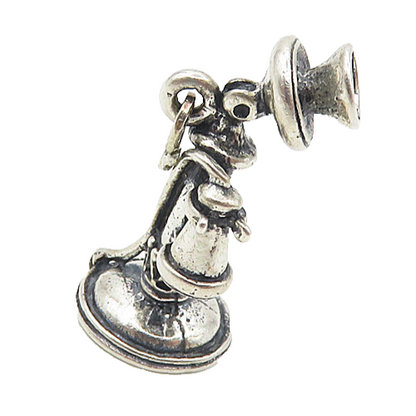 BEAU 925 Sterling Silver  Vintage Old Fashioned Telephone Pendant  PT6780