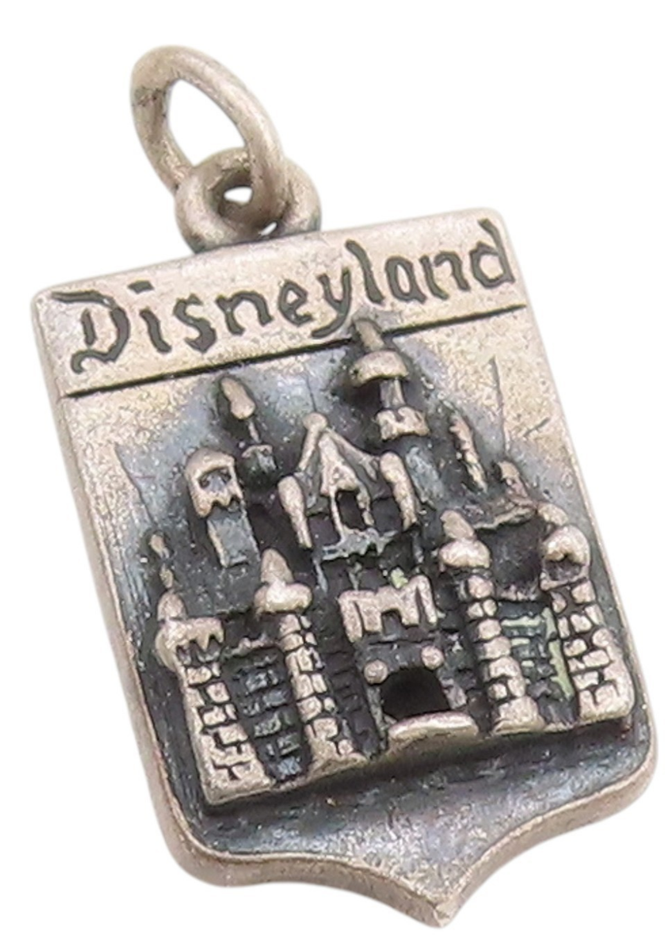 925 Sterling Silver Vintage Pendant Dark Tone Carved Disney Land Charm  PT24927