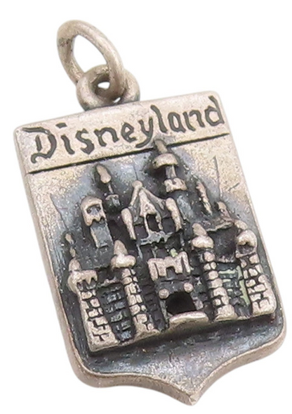 925 Sterling Silver Vintage Pendant Dark Tone Carved Disney Land Charm  PT24927