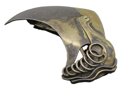 WH SWEDEN 925 Sterling Silver  Vintage Oxidized Abstract Brooch Pin  BP9239
