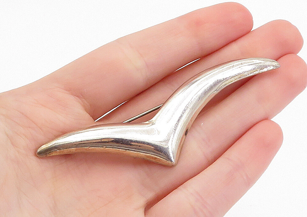 MEXICO 925 Sterling Silver  Vintage Modernist Flying Bird Brooch Pin  BP2456