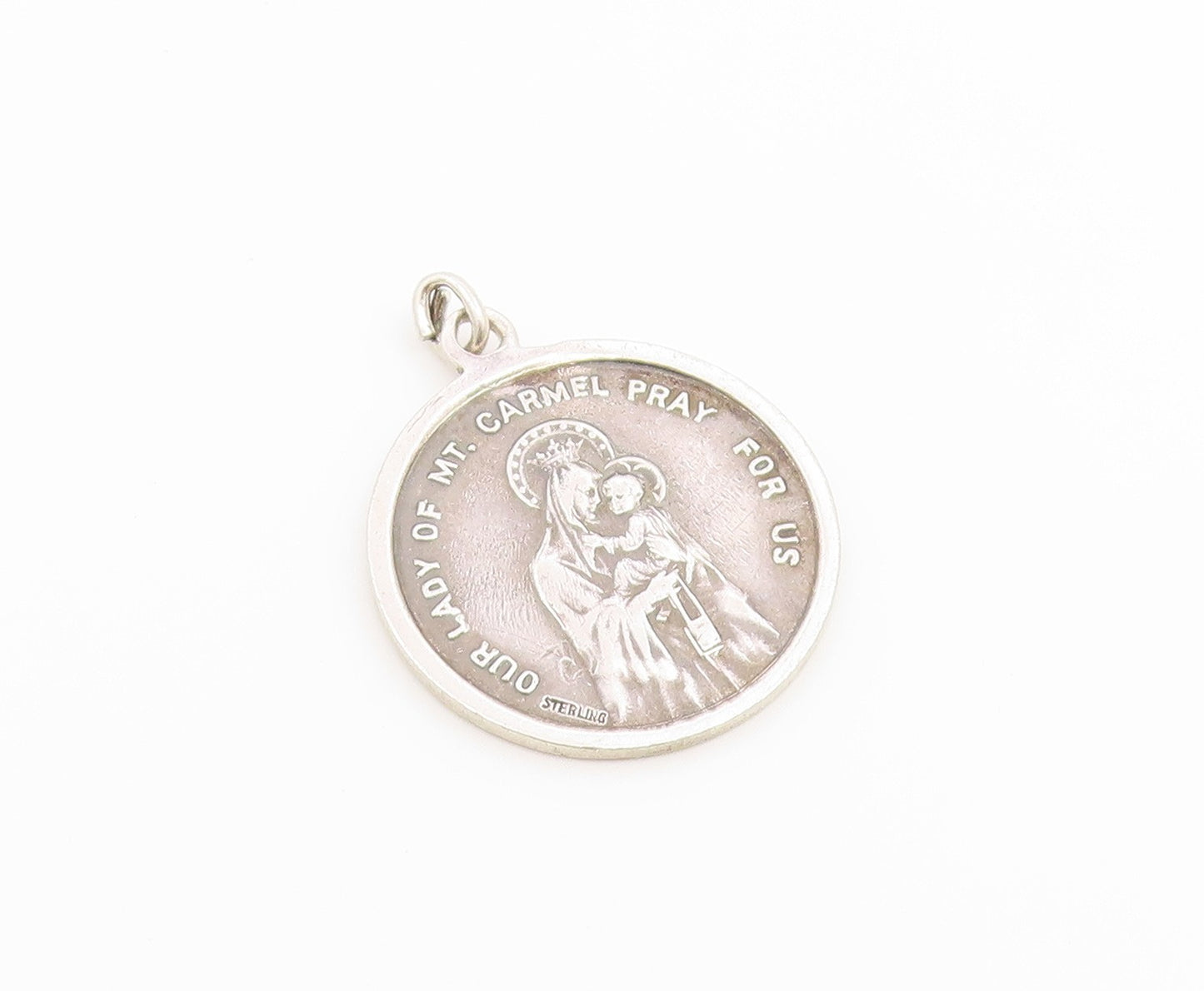 925 Sterling Silver Vintage Pendant Sacred Heart of Jesus Medallion  PT26569