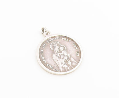 925 Sterling Silver Vintage Pendant Sacred Heart of Jesus Medallion  PT26569