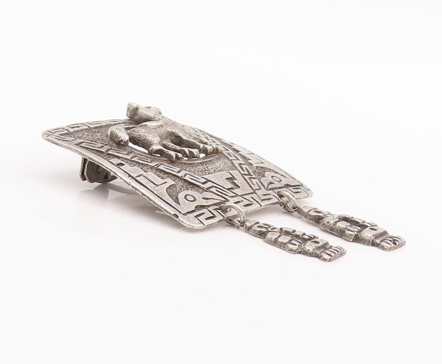 925 Sterling Silver Vintage Brooch Pin Antique Camel & Dangling Men  BP11094