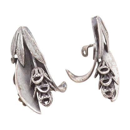 925 Sterling Silver Vintage Earrings TORTOLANI Calla Lily Floral Clip On EG14031