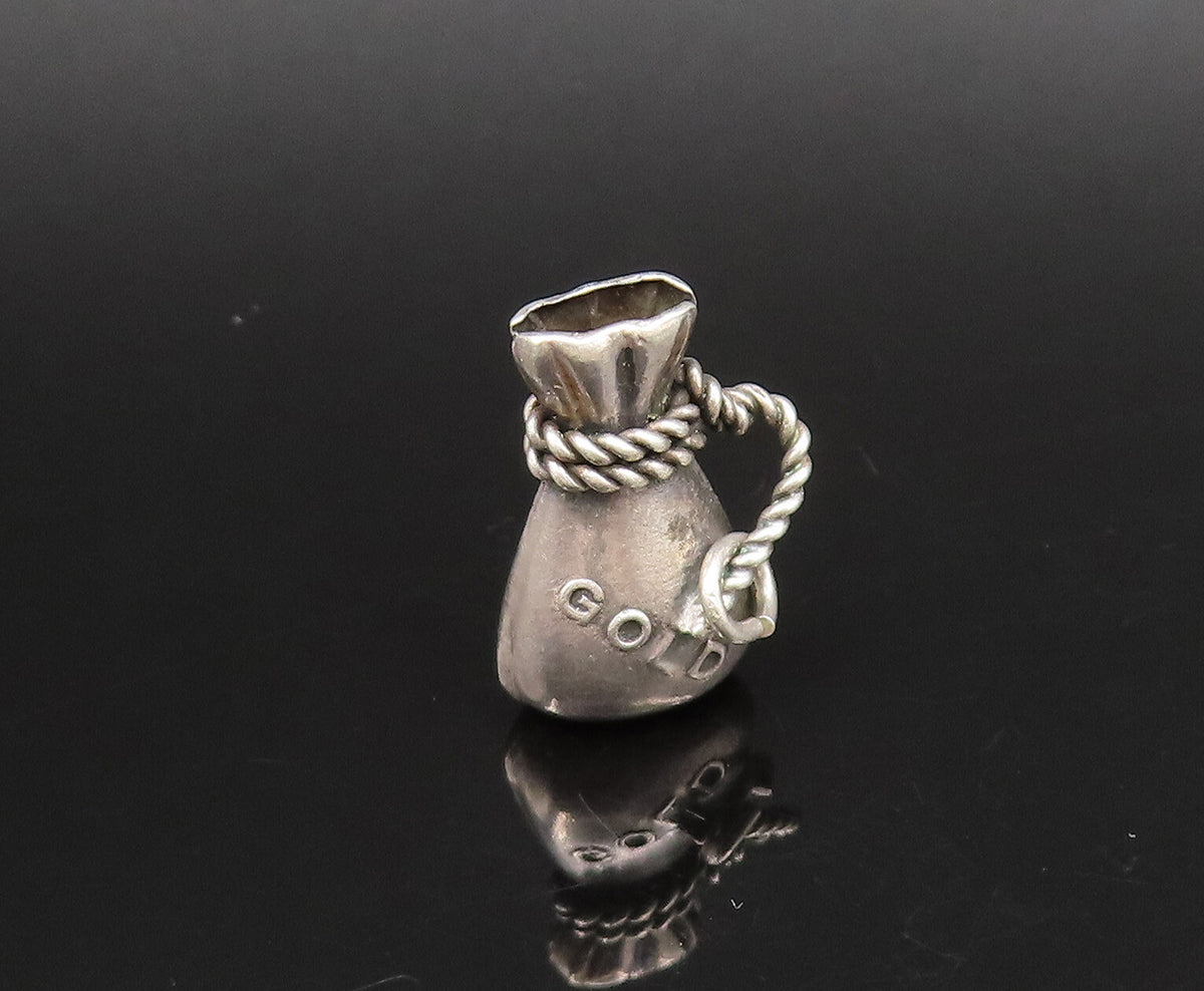 925 Sterling Silver  Vintage Sack Of Gold Charm Pendant  PT21632