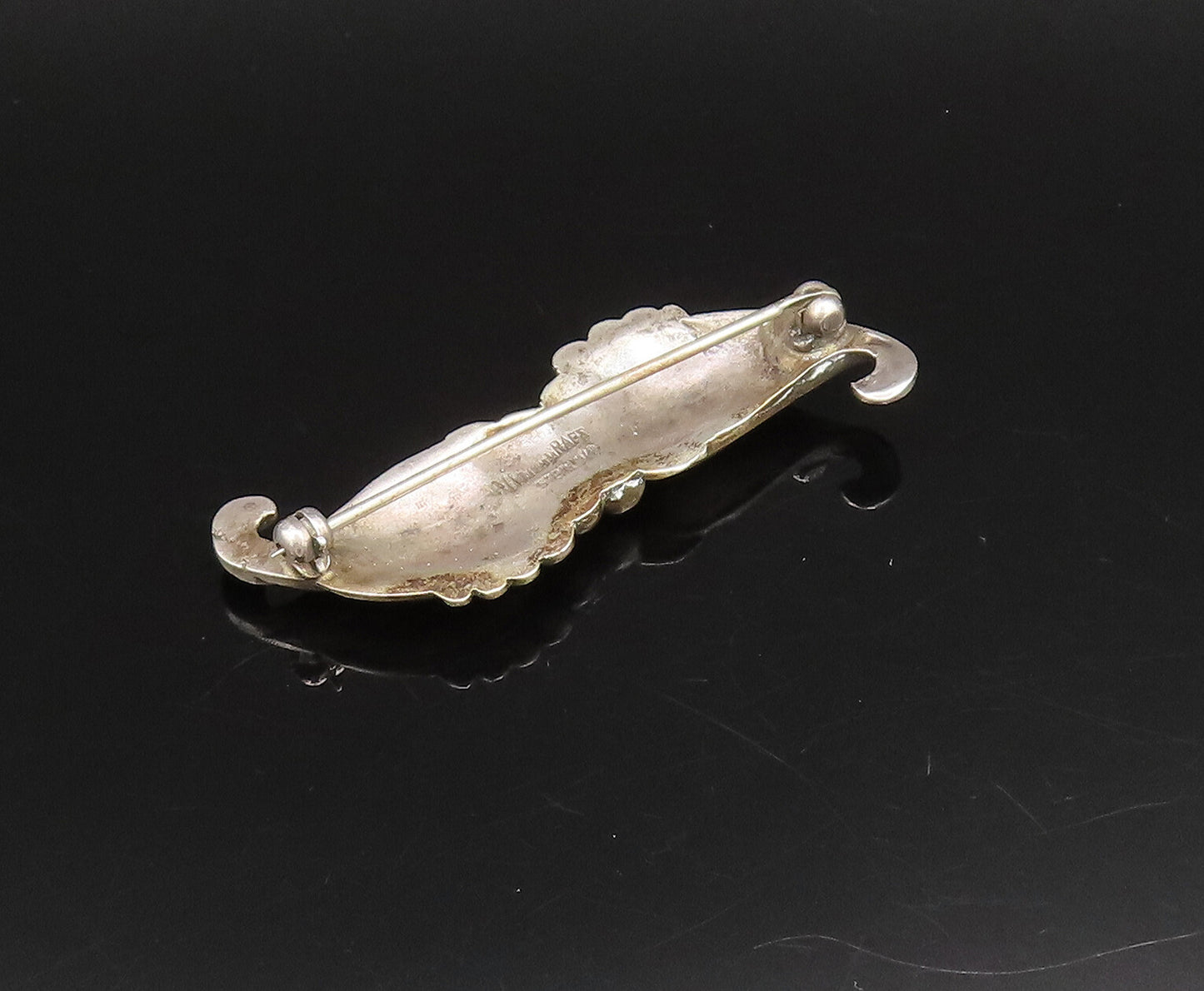 VIKINGCRAFT 925 Silver  Vintage Antique Double Leaves Brooch Pin  BP10013