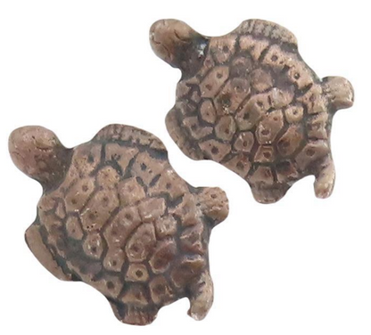 925 Sterling Silver Vintage Earrings Solid Carved Turtle  EG13095