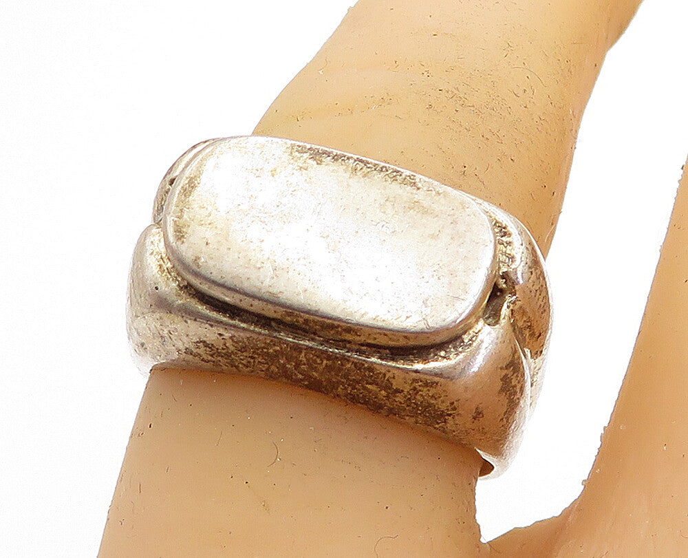 925 Sterling Silver  Vintage Antique Rustic Square Dome Band Ring Sz 7  RG4883