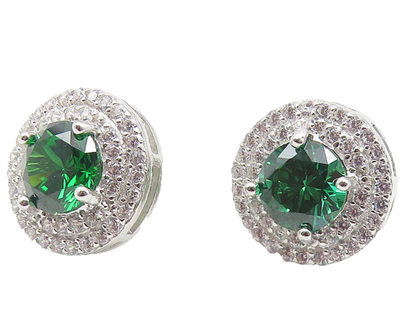 925 Sterling Silver  Sparkling Peridot & Topaz Round Stud Earrings  EG6108