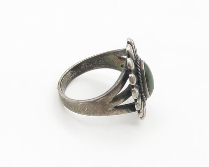 925 Sterling Silver  Vintage Antique Jasper Floral Cocktail Ring Sz 5.5  RG18422