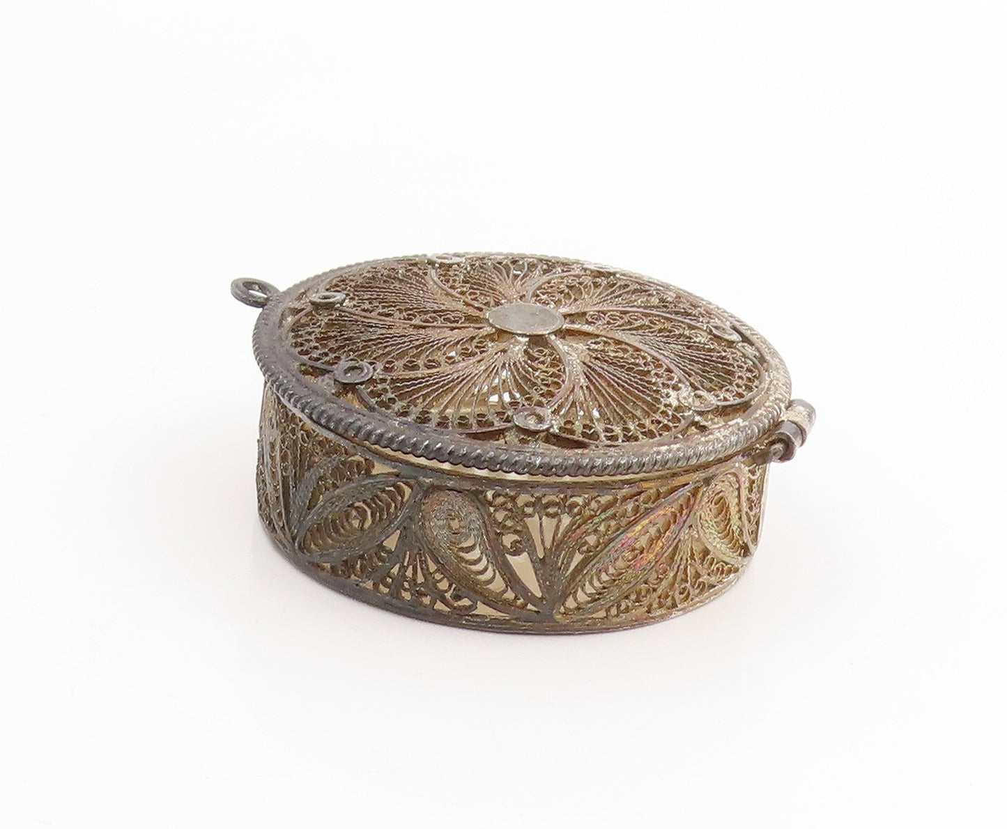 925 Sterling Silver Vintage Trinket Box Floral Filigree Design OPENS  TR4060