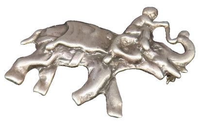925 Sterling Silver  Vintage Man Riding Elephant Brooch Pin  BP9631