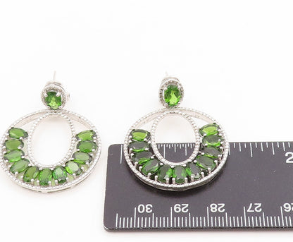 925 Sterling Silver Vintage Earrings Oval Gemstone Chandelier Dangles  EG13773