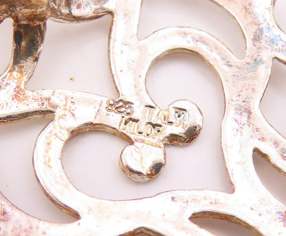 925 Sterling Silver  Vintage Shiny Cutout Love Heart Dome Pendant  PT17359