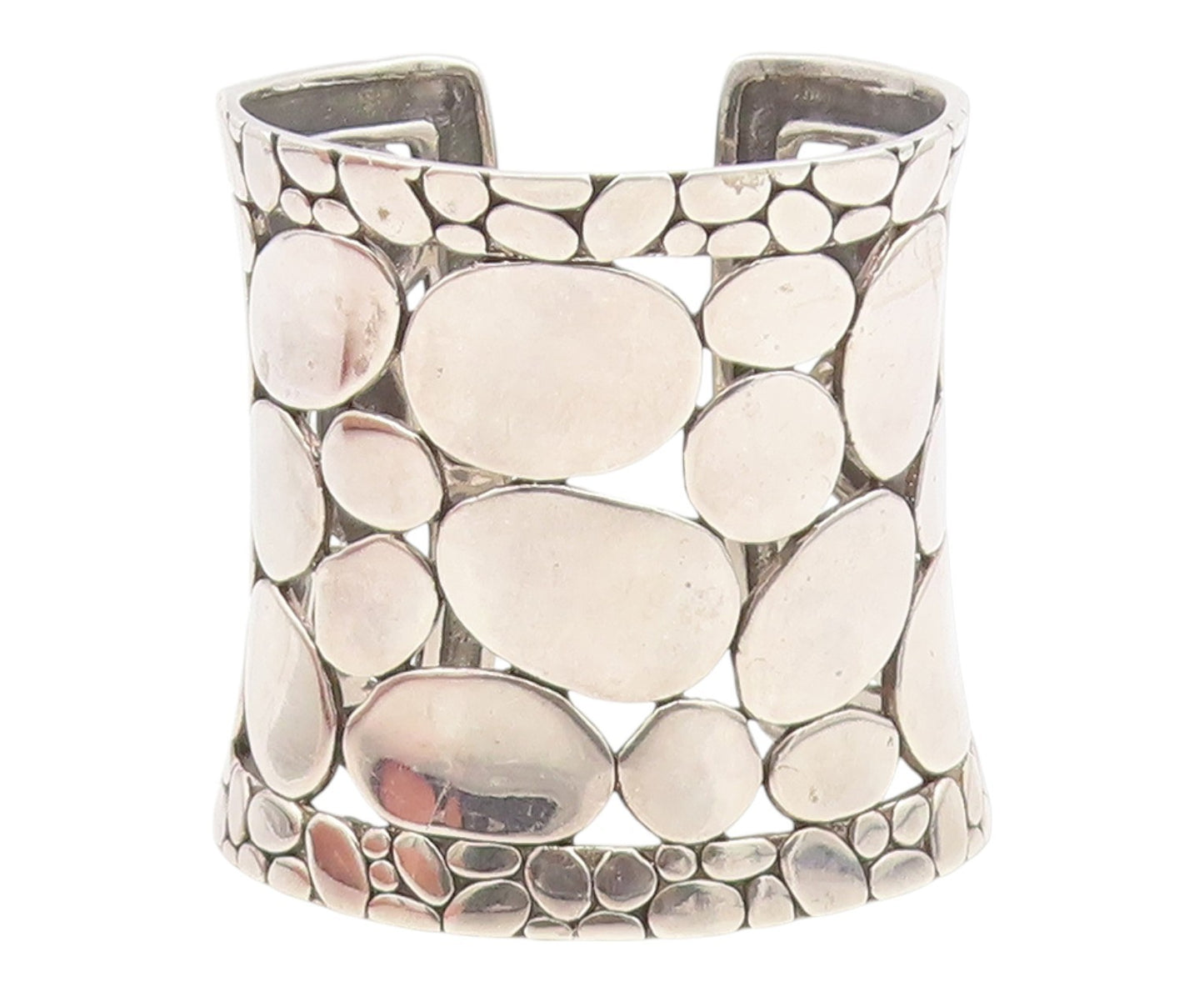 925 Sterling Silver Vintage Bracelet JOHN HARDY Pebble Rare Heavy Cuff  BT11904