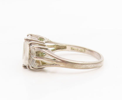 925 Sterling Silver Vintage Ring Minimalist CZ Statement Band  Sz 10  RG35005