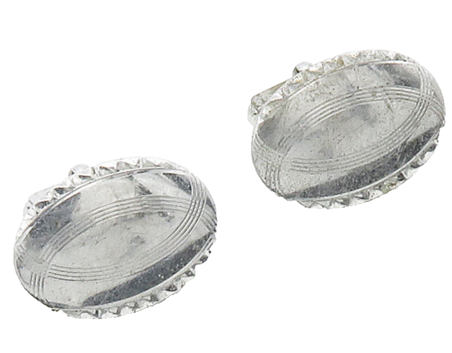 925 Sterling Silver  Vintage Shiny Oval Etched Detail Cufflinks  TR2168
