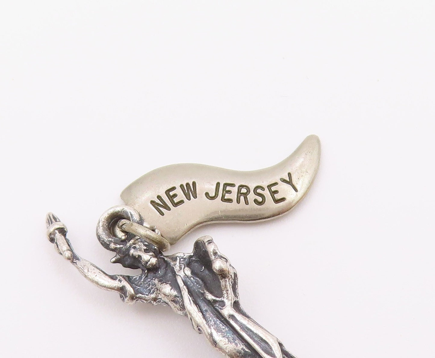 925 Sterling Silver  Vintage Statue Of Liberty New Jersey Pendant  PT18375