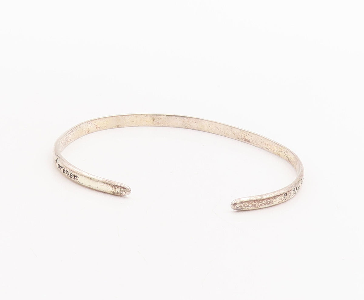 925 Sterling Silver Vintage Bracelet Solid Etched Mother's Love Cuff  BT10675