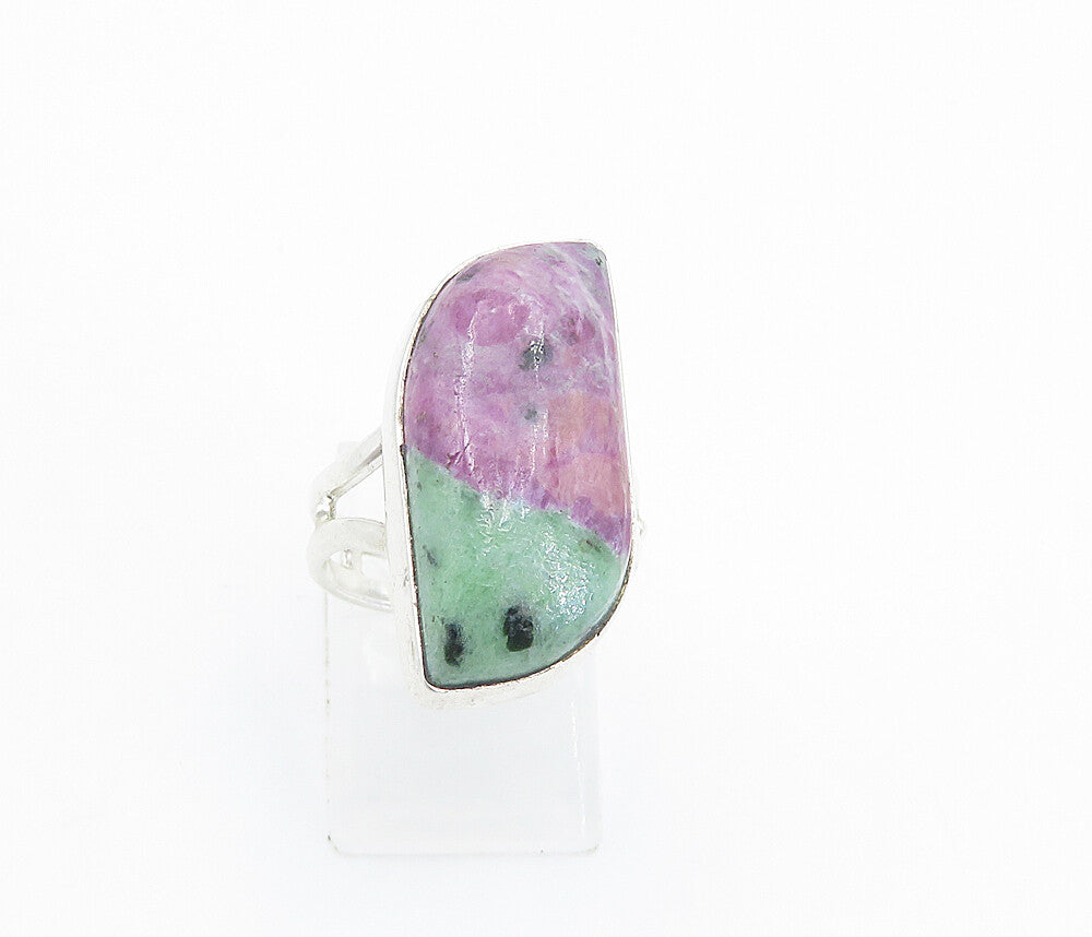 925 Sterling Silver  Cabochon Cut Gemstone Shiny Cocktail Ring Sz 7  RG8508