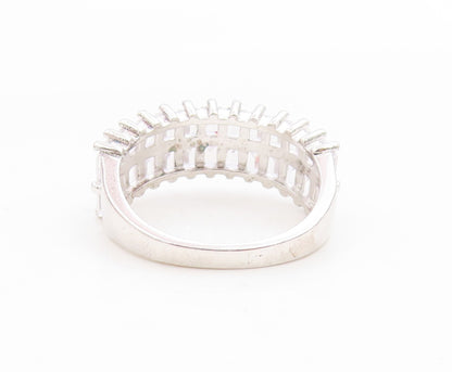 925 Sterling Silver Vintage Ring Baguette Cut CZ Double Row Band  Sz 6  RG34072