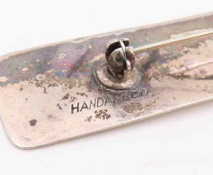 925 Sterling Silver Vintage Brooch HANDARBEIT GERMANY Geometric Bar Pin  BP12012