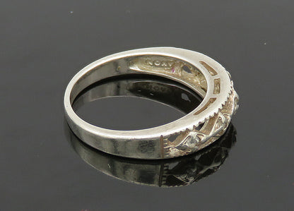 AVON 925 Silver  Vintage Topaz Diamond Shape Pattern Band Ring Sz 8  RG20756
